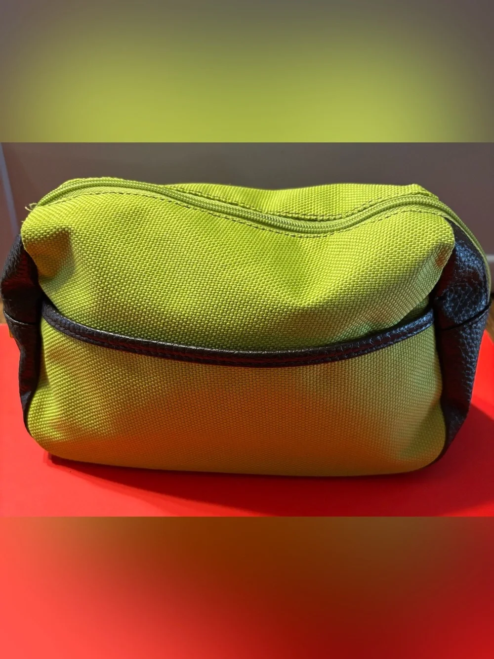 Estee Lauder Lime Green Toiletry Bag with Dark Trim